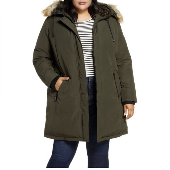 Sam Edelman down hooded faux fur trim jacket size small- NWT - Picture 1 of 7